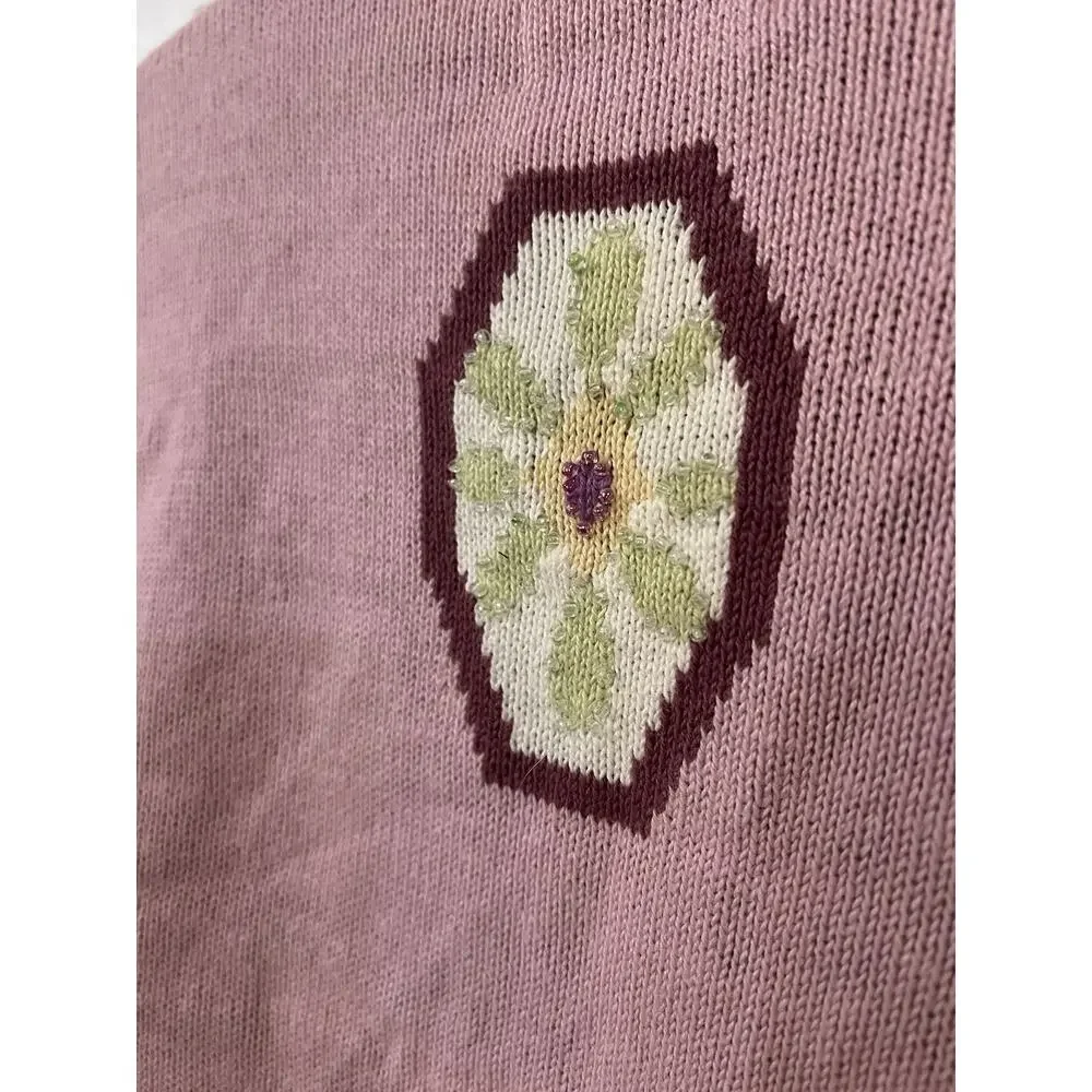 Vintage Storybook Knits Geometric Patchwork Cardigan Sweater XL Cottagecore - Picture 14 of 14